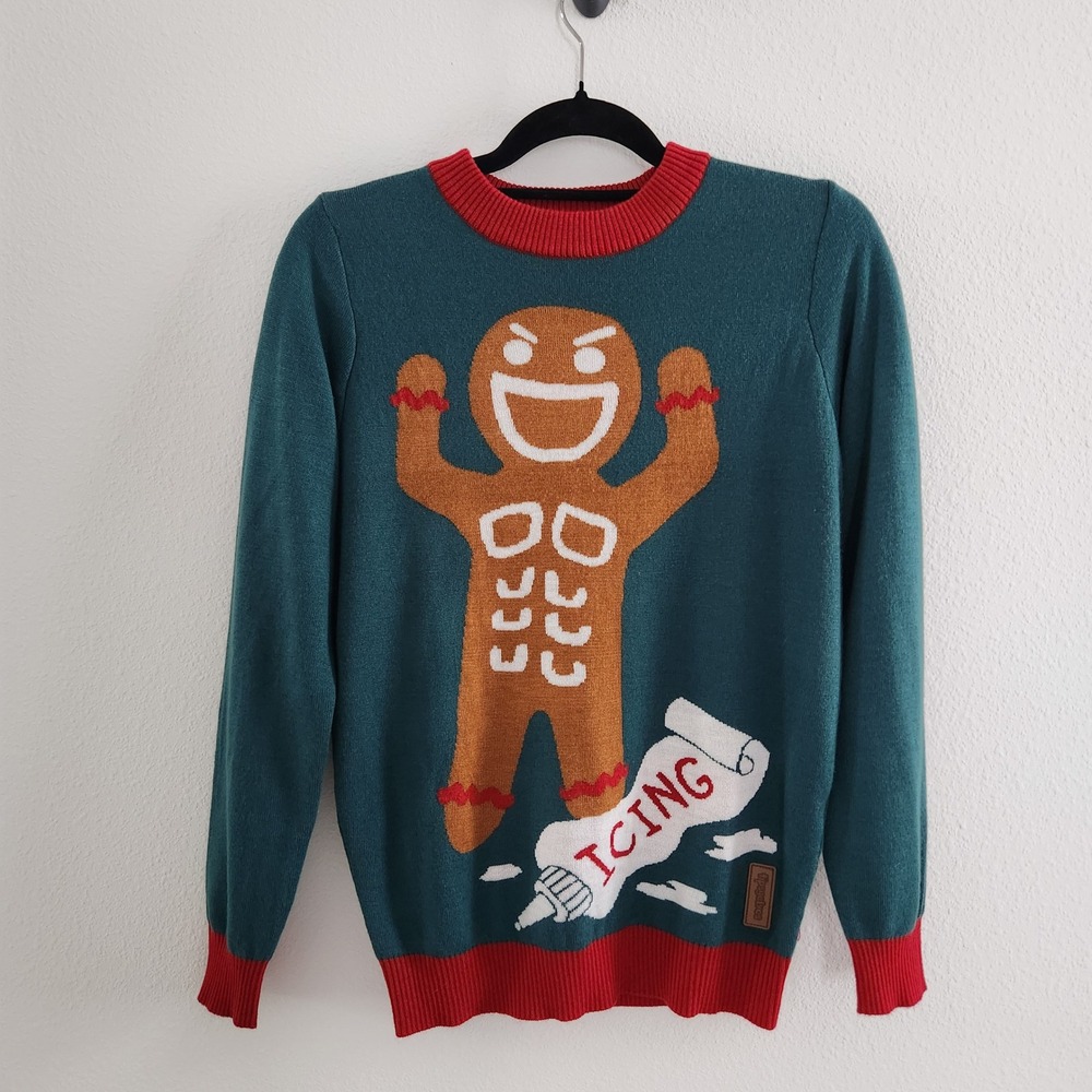 Men's size Small Gingerbread Man Icing Ugly Christmas Sweater